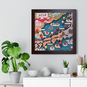 Gallery Canvas Wraps Japan Map Framed Horizontal Poster by Dipaliz - Posters Prints & Visual Artwork