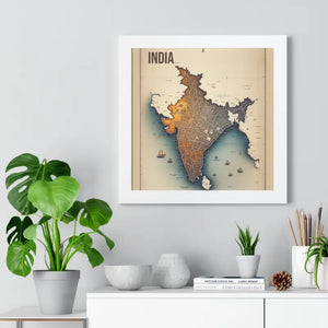 Poster - Gallery Canvas Wraps Vintage India Map Framed by Dipaliz