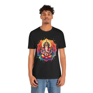 Ganesha Tee Short Sleeve Jersey Spiritual Comfort - Dipaliz - Solid Black Blend / s - T-shirts