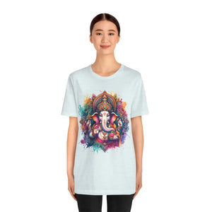 Ganpati Tee Short Sleeve Jersey - Spiritual Style - Dipaliz - Heather Ice Blue / s - T-shirts