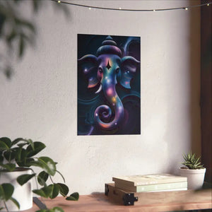 Poster - Ganesha Galaxy Matte Vertical Indian Elephant Art Dipaliz