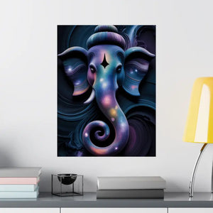 Poster - Ganesha Galaxy Matte Vertical Indian Elephant Art Dipaliz