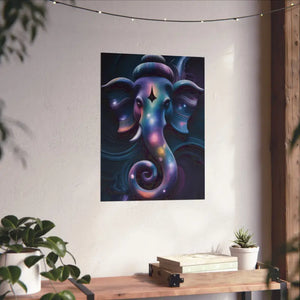 Poster - Ganesha Galaxy Matte Vertical Indian Elephant Art Dipaliz