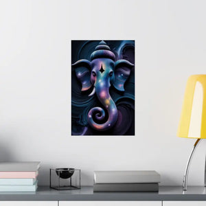 Poster - Ganesha Galaxy Matte Vertical Indian Elephant Art Dipaliz