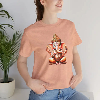 Unleash the Magic with Ganesha Jersey Short Sleeve Tee - Heather Peach / s T-shirt