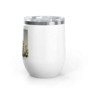 Garden Blossom Wine Tumbler 12oz Floral Drinkware - Dipaliz - White - Tumblers