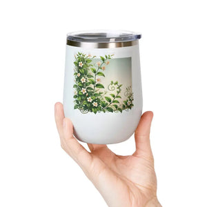 Garden Blossom Wine Tumbler 12oz Floral Drinkware - Dipaliz - White - Tumblers