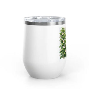 Garden Blossom Wine Tumbler 12oz Floral Drinkware - Dipaliz - White - Tumblers
