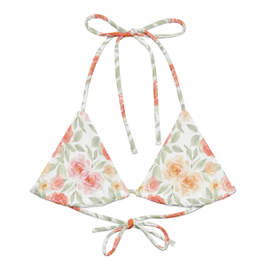 Garden Floral Recycled String Bikini Top | Upf50+ Padded - Swimwear Tops - Xs