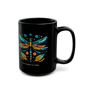 Dragonfly Black Ceramic Mug - 15oz Magical Mornings - Dipaliz