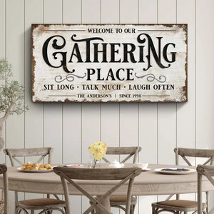 Gather Wall Art Sign - Eco-friendly Gifts for Her - Dipaliz - 20x10 Inch Medium Premium Gallery Wrapped - Canvas