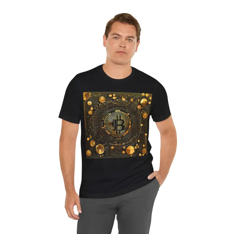 Geek Chic: Unisex Jersey Short Sleeve Bitcoin Chip Tee - Solid Black Blend / m T-shirt