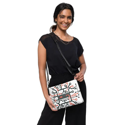 Geek Chic Crossbody: Electric Circuit Faux Leather Bag - Bags