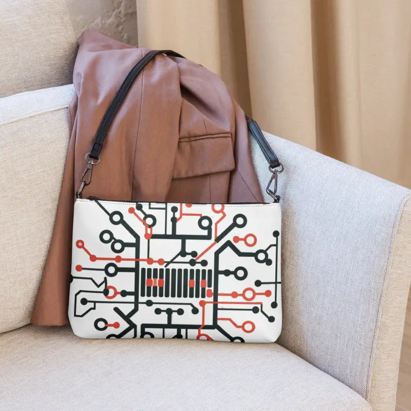 Geek Chic Crossbody: Electric Circuit Faux Leather Bag - Bags