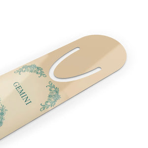 Gemini Zodiac Bookmark, Astrological Metal & Leatherette Page Marker - Bookmarks