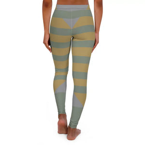 Geo Colorblock Leggings - Olive Mustard Yoga Tights - Dipaliz - Gifts Online