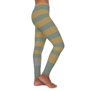 Geo Colorblock Leggings - Olive Mustard Yoga Tights - Dipaliz - Gifts Online