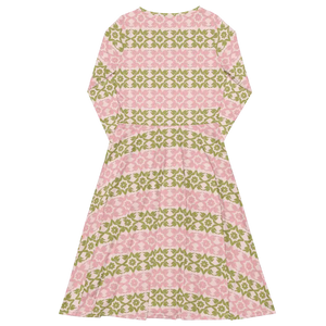 Long Sleeve Midi Dress Geometric Bold Style - Dipaliz - Dresses