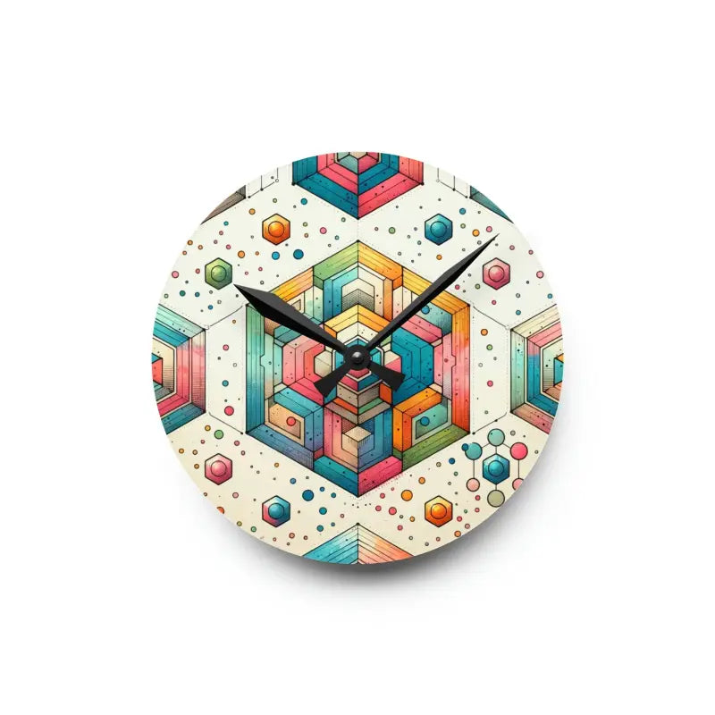 Vibrant Geometric Abstract Acrylic Wall Clock Magic - 8’’ × (round) Home Decor