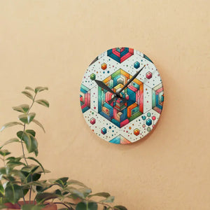 Acrylic Wall Clock - Geometric Abstract Colorful Pattern - Dipaliz - Clocks