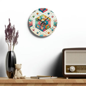 Acrylic Wall Clock - Geometric Abstract Colorful Pattern - Dipaliz - Clocks