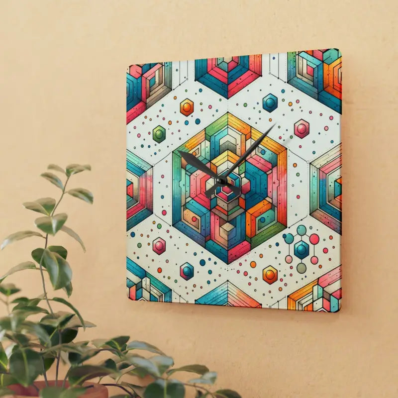 Vibrant Geometric Abstract Acrylic Wall Clock Magic - Home Decor