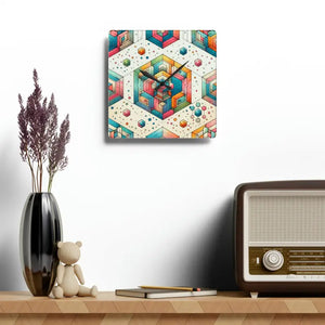 Acrylic Wall Clock - Geometric Abstract Colorful Pattern - Dipaliz - Clocks