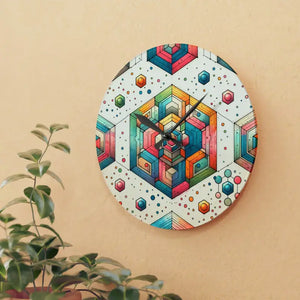 Acrylic Wall Clock - Geometric Abstract Colorful Pattern - Dipaliz - Clocks