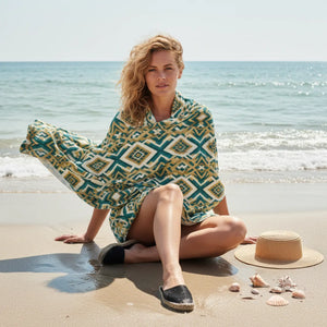 Geometric Aztec Beach Towel – Mink Cotton - Dipaliz - Towels