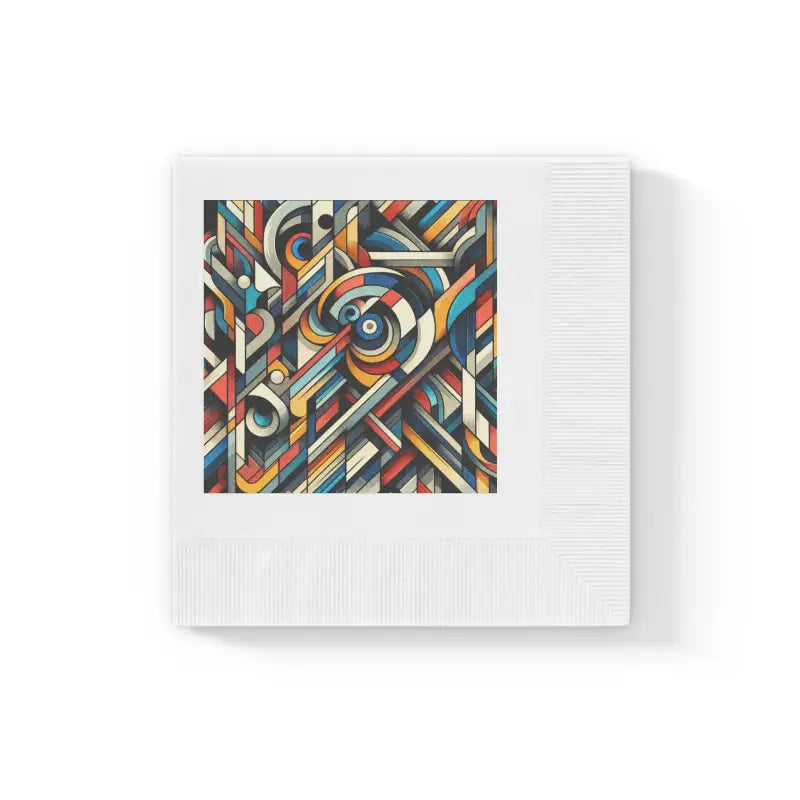 Colorful Geometric Pattern Napkins for Vibrant Events - 4.8’’ x / White / 50 Pcs Home Decor