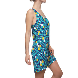 Blue Racerback Dress – Vibrant Tile Print - Dipaliz - Dresses - Xs