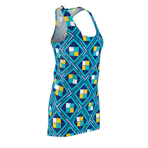 Blue Racerback Dress – Vibrant Tile Print - Dipaliz - Dresses - Xs