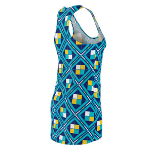 Blue Racerback Dress – Vibrant Tile Print - Dipaliz - Dresses - Xs