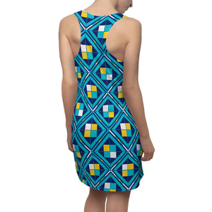 Blue Racerback Dress – Vibrant Tile Print - Dipaliz - Dresses - Xs