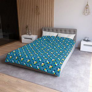 Geometric Blue Tile Duvet – Durable Polyester Weave - Dipaliz - Covers