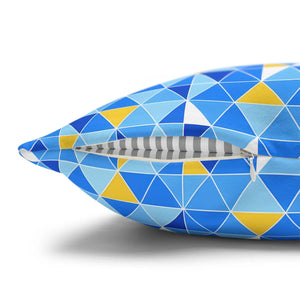 Blue Triangle Pattern Cushion – Modern Coastal Accent - Dipaliz - Chair & Sofa Covers