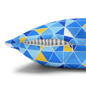 Blue Triangle Pattern Cushion – Modern Coastal Accent - Dipaliz - Chair & Sofa Covers