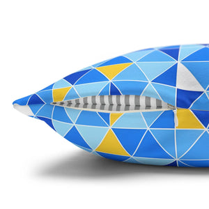 Blue Triangle Pattern Cushion – Modern Coastal Accent - Dipaliz - Chair & Sofa Covers