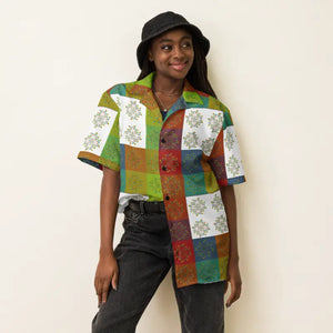 Unisex Button Shirt Multicolored Geometrical Pattern Dipaliz - Xs - Shirts