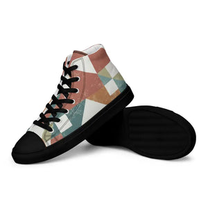 Shoes - Geometric Canvas High Tops - Urban Street Style - Dipaliz Black / 5