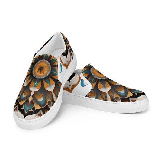 Chic Women’s Slip-on Canvas Shoes with Geometric Flair - 5