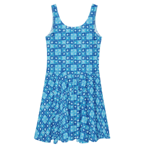 Blue Skater Dress – Recycled Polyester - Dipaliz - Dresses - Xs
