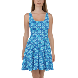 Geometric Capri Blue Skater Dress - Vibrant Statement Style - Dipaliz - Xs - Dresses