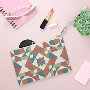 Geometric Chic Clutch - Saffiano Pattern Abstract Design - Dipaliz - one Size - Bags