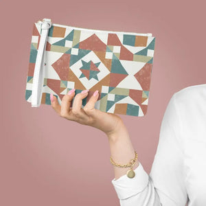 Geometric Chic Clutch - Saffiano Pattern Abstract Design - Dipaliz - one Size - Bags