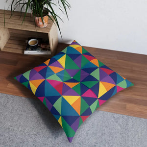 Colorblock Tufted Floor Pillow - Geometric Modern Cushion - Dipaliz - Throw Pillows