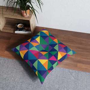 Colorblock Tufted Floor Pillow - Geometric Modern Cushion - Dipaliz - Throw Pillows