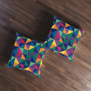 Colorblock Tufted Floor Pillow - Geometric Modern Cushion - Dipaliz - Throw Pillows