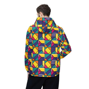 Outerwear - Geometric Colorblock Windbreaker - Retro 90s Hooded Shell - Dipaliz