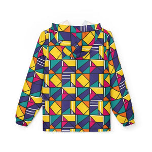 Outerwear - Geometric Colorblock Windbreaker - Retro 90s Hooded Shell - Dipaliz